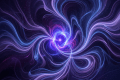 Swirling cosmic energy vortex with blue and purple light trails
